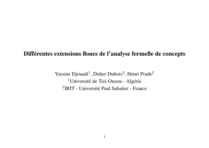 diff erentes extensions floues de l analyse formelle de