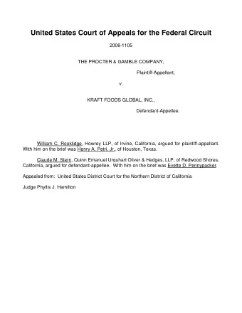 United States Court of Appeals for the Federal Circuit  2008-1105  THE PROCTER &amp; GAMBLE