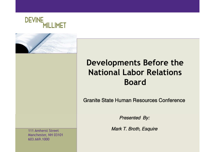 developments before the national labor relations board