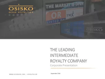 THE  HE L  LEAD  ADING  G  INT  NTERMEDIAT  ATE  ROYAL  ALTY C  COMPAN  ANY  Corporate Presentation