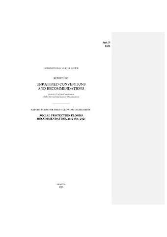 UNRATIFIED CONVENTIONS  AND RECOMMENDATIONS  (Article 19 of the Constitution  of the International