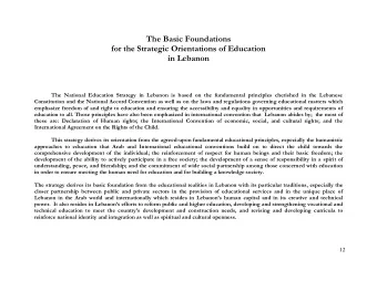 The Basic Foundations  for the Strategic Orientations of Education  in Lebanon  The National