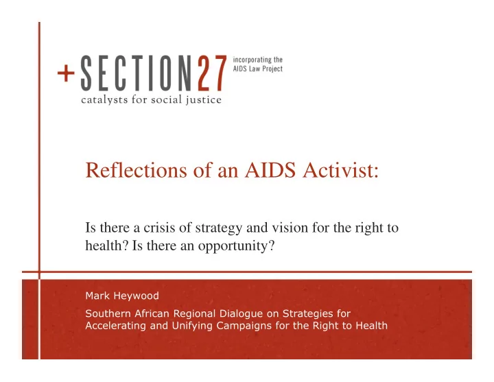 reflections of an aids activist