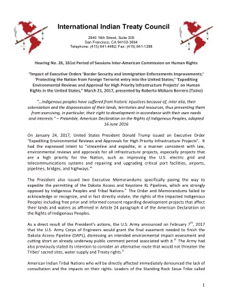 International Indian Treaty Council  2940 16th Street, Suite 305  San Francisco, CA 94103-3664