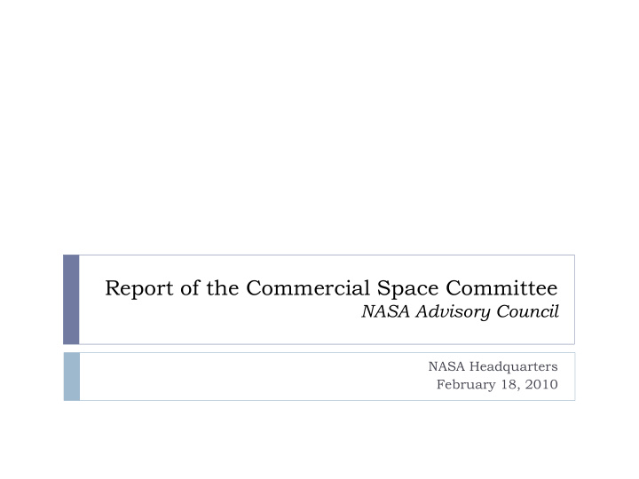 report of the commercial space committee