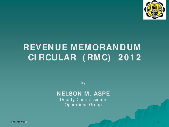 revenue memorandum ci rcular rmc 2 0 1 2