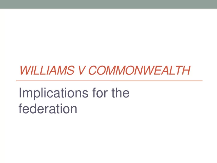 implications for the federation constitution s 116