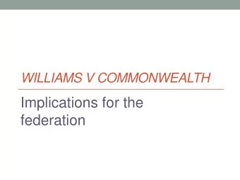 Implications for the  federation  Constitution, s 116  116  Commonwealth not to legislate in