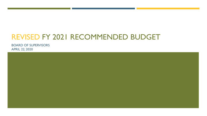 revised fy 2021 recommended budget