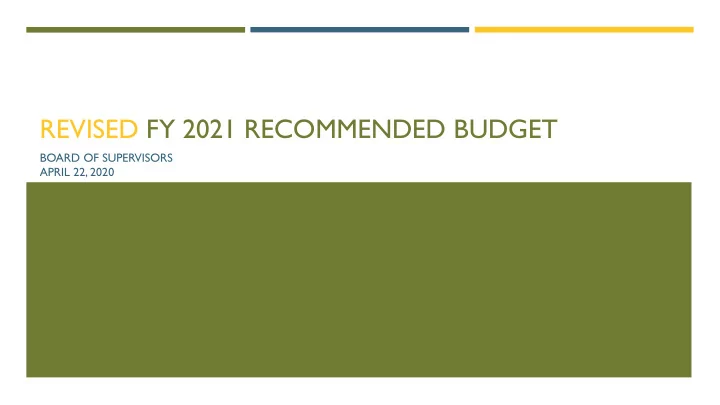 revised fy 2021 recommended budget