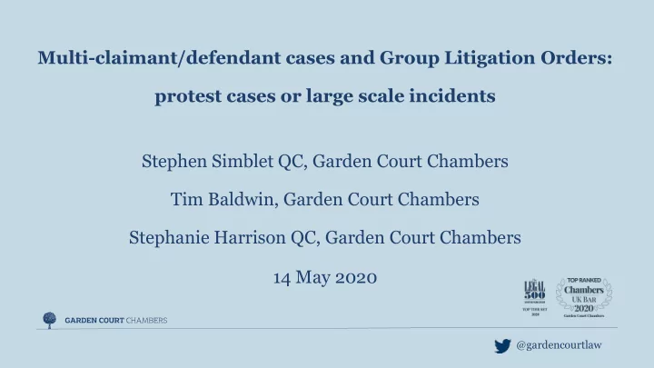 multi claimant defendant cases and group litigation