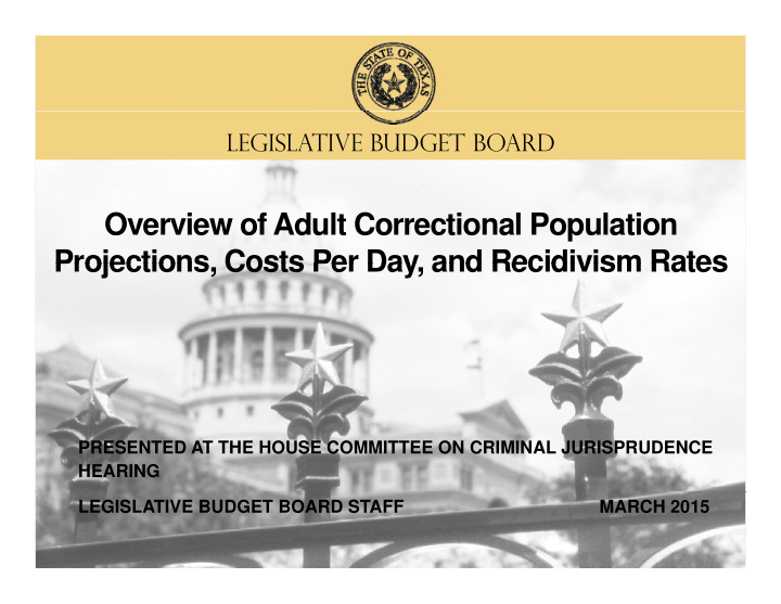 overview of adult correctional population projections