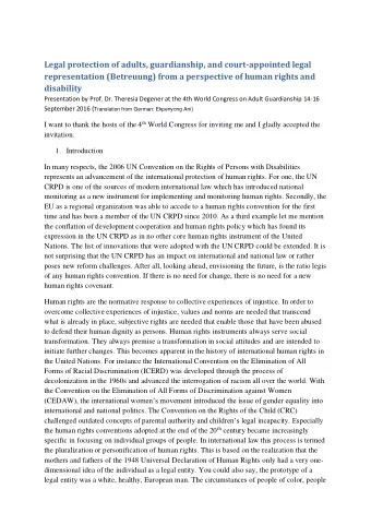 Legal protection of adults, guardianship, and court-appointed legal  representation (Betreuung)