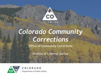 Corrections  Office of Community Corrections  Division of Criminal Justice  SECTION 1  State