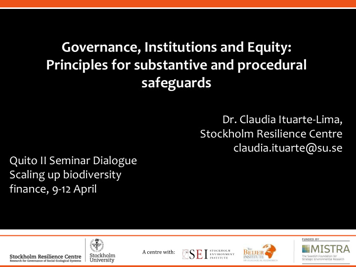 governance institutions and equity safeguards for