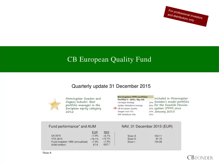 cb european quality fund