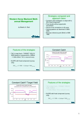 Strategies compared and  approach taken  Western Horse Mackerel Multi-   Constant catch