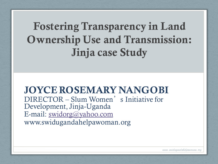 fostering transparency in land ownership use and