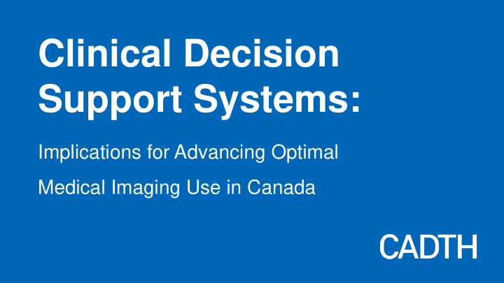 clinical decision support systems