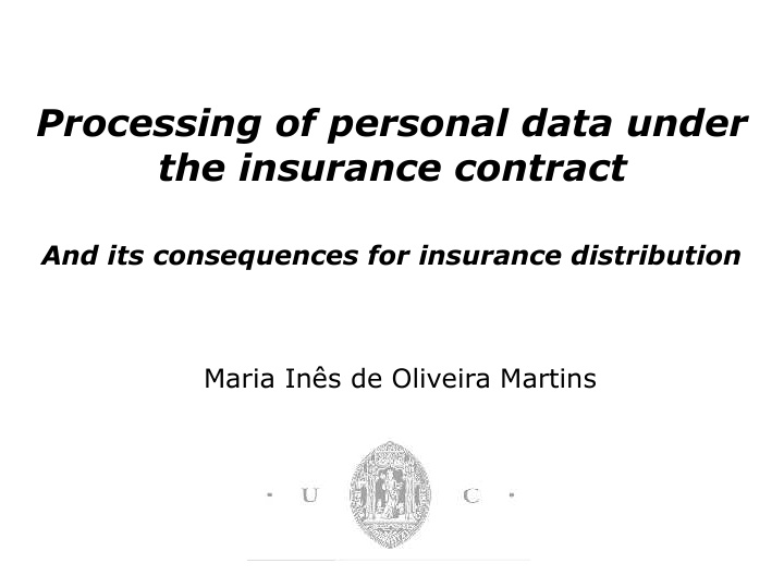 processing of personal data under the insurance contract