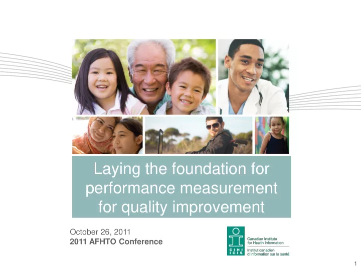 laying the foundation for performance measurement for