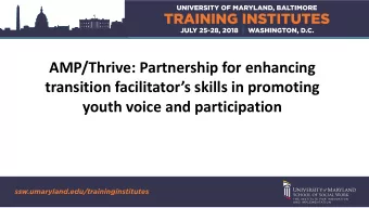 transition facilitators skills in promoting  youth voice and participation  Pathways RTC