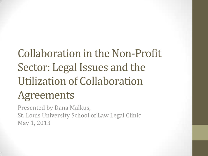 collaboration in the non profit sector legal issues and