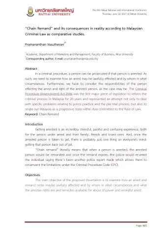 Chain Remand and its consequences in reality according to Malaysian  Criminal Law as