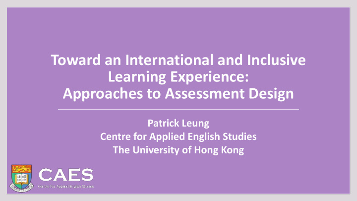 toward an international and inclusive learning experience