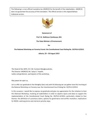 The following is a non-official translation by UNORCID for the benefit of the stakeholders.