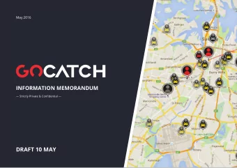 DRAFT 10 MAY  IMPORTANT NOTICE  This presentation has been prepared by Taxi Apps Pty Ltd