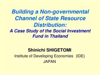 Building a Non-governmental  Channel of State Resource  Distribution:  A Case Study of the Social