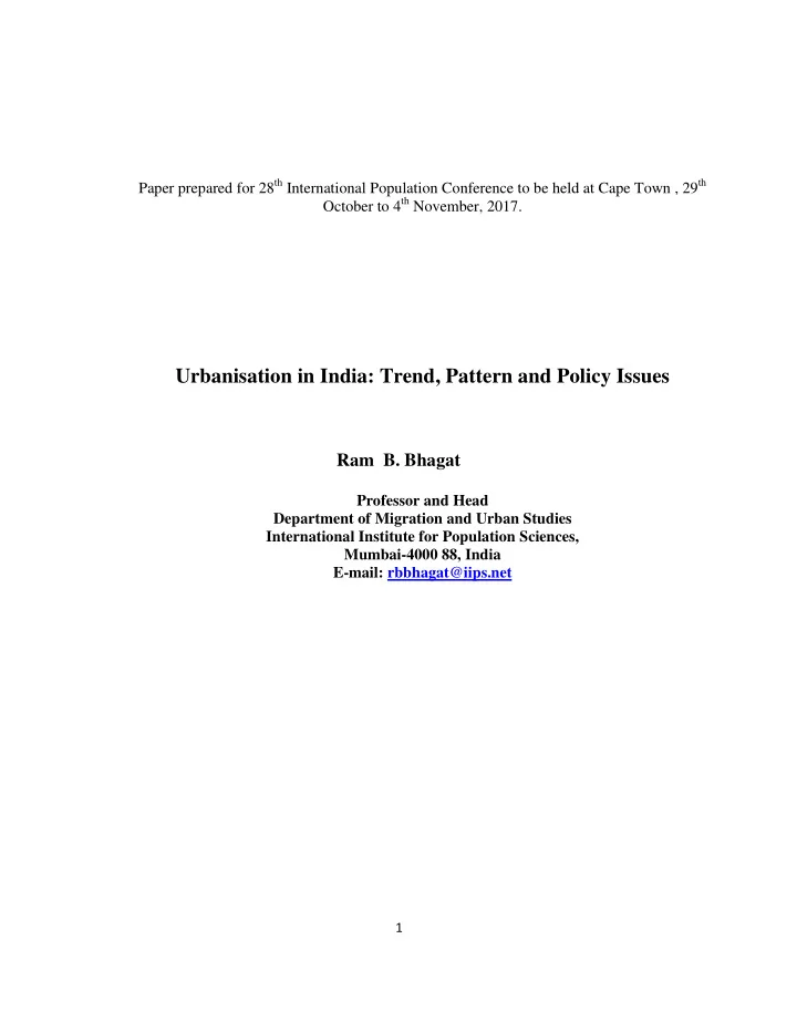 paper prepared for 28 th international population
