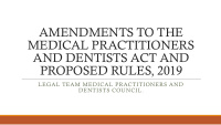amendments to the medical practitioners and dentists act