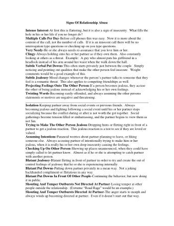 Signs Of Relationship Abuse Intense Interest -At first this is flattering, but it is also a sign of