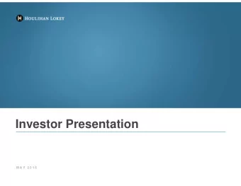Investor Presentation  M A Y  2 0 1 6  Disclaimer  Forward-Looking Information  This presentation