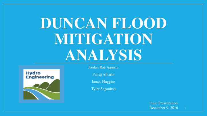 duncan flood mitigation analysis