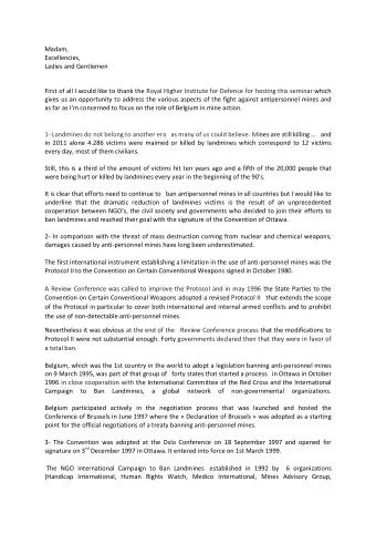 Madam,  Excellencies,  Ladies and Gentlemen First of all I would like to thank the Royal Higher