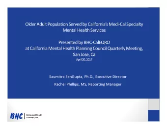 Older Adult Population Served by Californias Medi-Cal Specialty  Mental Health Services