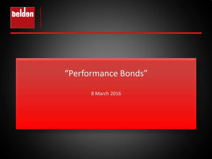 performance bonds
