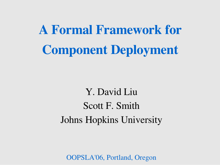 a formal framework for component deployment