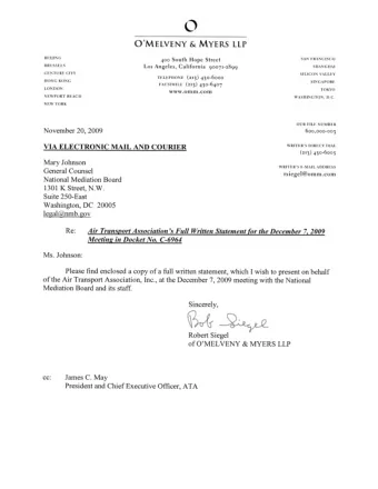 O  O'MELVENY &amp; M^ERS LLP ^  ^.  l  ^ c  SAti [^AA!CC1SC0  4ao South Hope Street ^^ uss