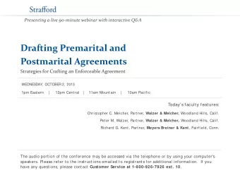 Drafting Premarital and  Postmarital Agreements  Strategies for Crafting an Enforceable Agreement