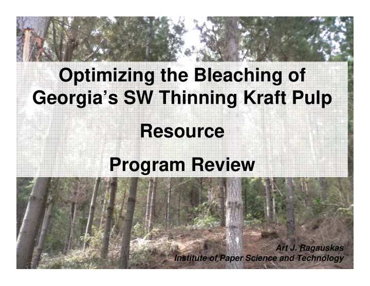 optimizing the bleaching of georgia s sw thinning kraft