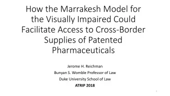 How the Marrakesh Model for  the Visually Impaired Could  Facilitate Access to Cross-Border