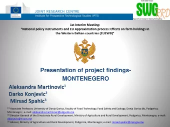 OUTLINE    Agricultural Statistics Database- Montenegro,    Aavailability and quality of farm