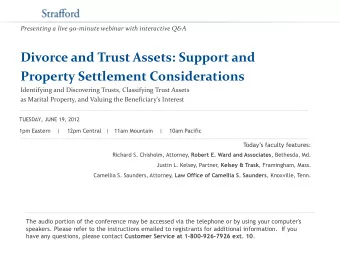 Property Settlement Considerations  Identifying and Discovering Trusts, Classifying Trust Assets
