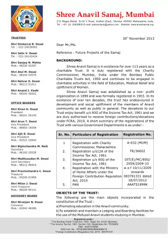 Shree Anavil Samaj, Mumbai  215, Magan Mahal,  Sir M. V. Road,  Andheri (East) , Mumbai  400069.