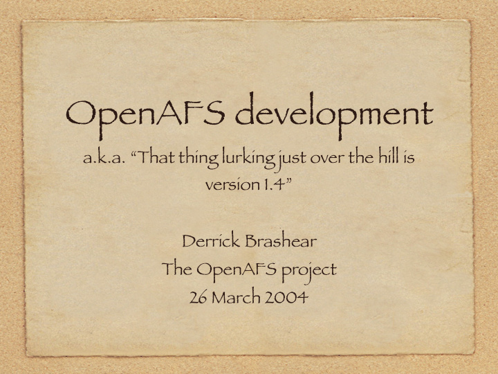 openafs development