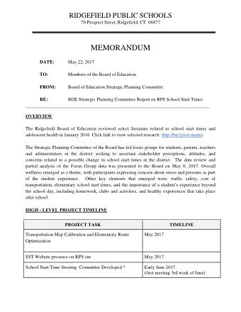 MEMORANDUM  DATE:  May 22, 2017 TO:  Members of the Board of Education FROM:  Board of Education